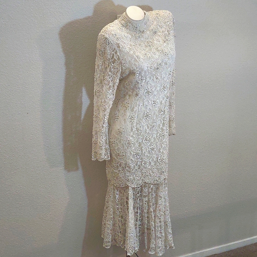 Judith Ann for Neiman Marcus Pearl & Lace Gown